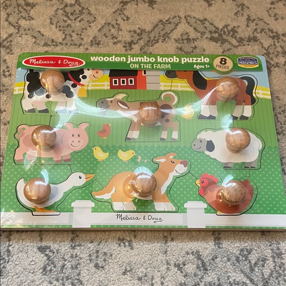 Melissa & Doug Farm Animals Jumbo Knob Puzzle - Green and Brown